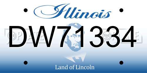 DW71334 Illinois License Plate