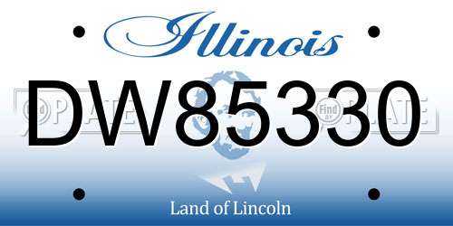 DW85330 Illinois License Plate