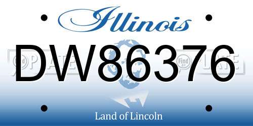 DW86376 Illinois License Plate