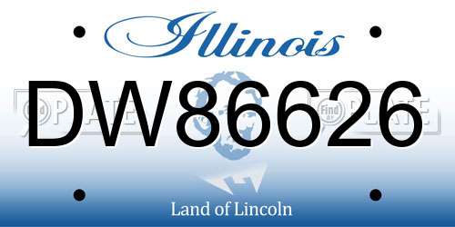 DW86626 Illinois License Plate