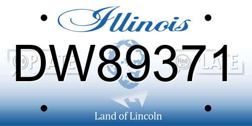 DW89371 Illinois License Plate