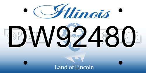 DW92480 Illinois License Plate