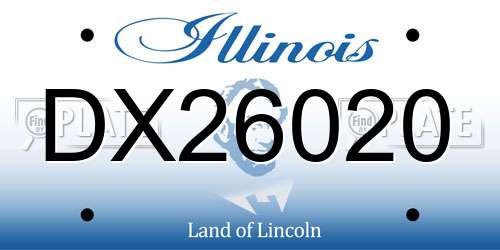 DX26020 Illinois License Plate