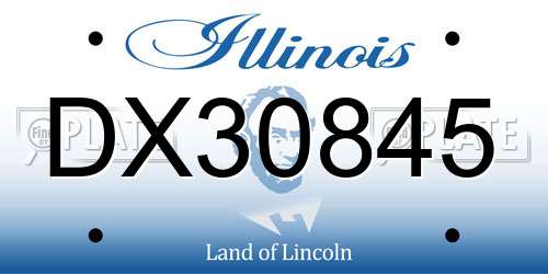 DX30845 Illinois License Plate