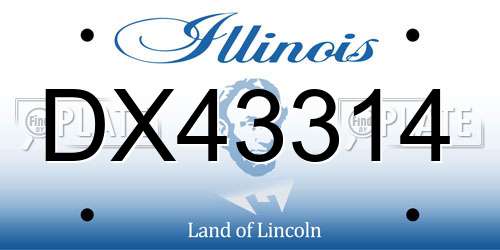DX43314 Illinois License Plate