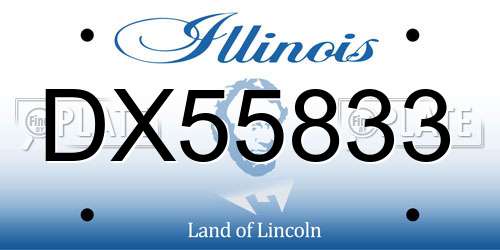 DX55833 Illinois License Plate