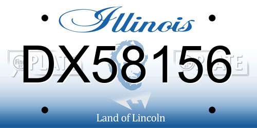 DX58156 Illinois License Plate