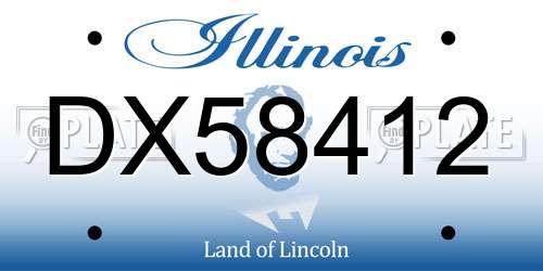 DX58412 Illinois License Plate