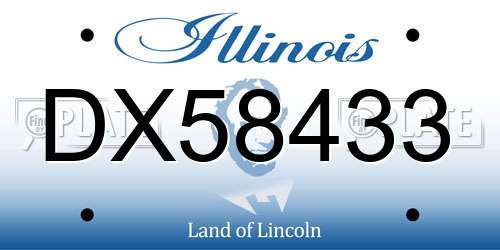 DX58433 Illinois License Plate