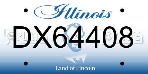 DX64408 Illinois License Plate