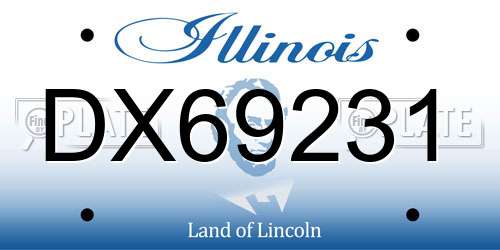 DX69231 Illinois License Plate