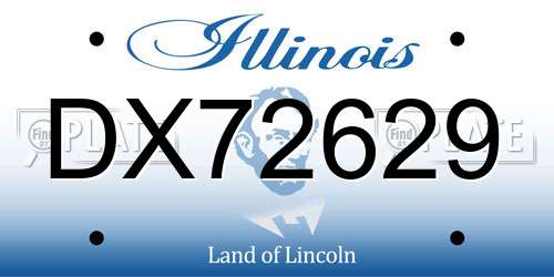 DX72629 Illinois License Plate