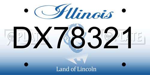 DX78321 Illinois License Plate