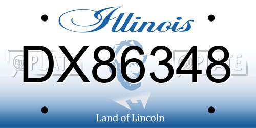 DX86348 Illinois License Plate