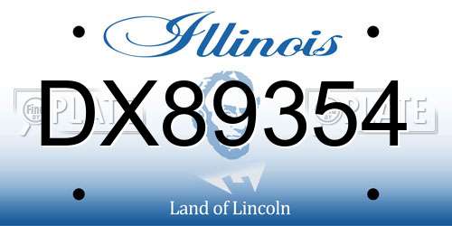 DX89354 Illinois License Plate