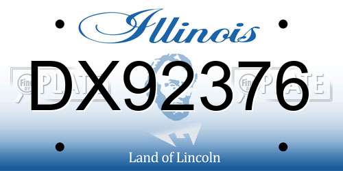 DX92376 Illinois License Plate