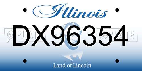 DX96354 Illinois License Plate
