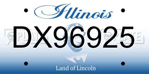 DX96925 Illinois License Plate