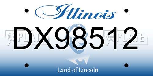 DX98512 Illinois License Plate