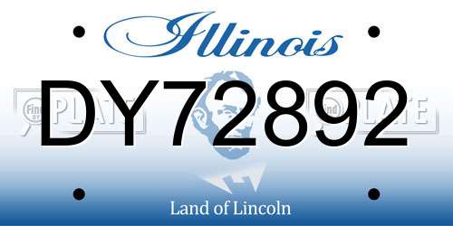 DY72892 Illinois License Plate