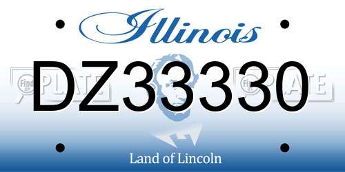 DZ33330 Illinois License Plate