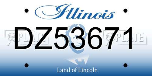 DZ53671 Illinois License Plate
