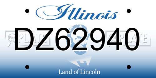 DZ62940 Illinois License Plate