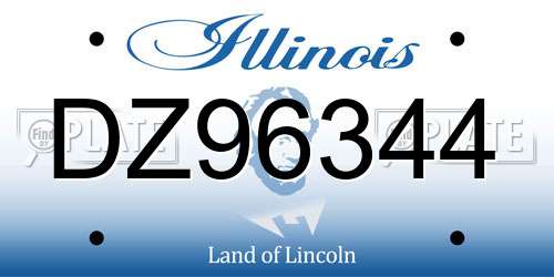 DZ96344 Illinois License Plate