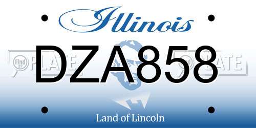 DZA858 Illinois License Plate