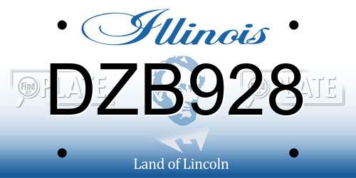 DZB928 Illinois License Plate