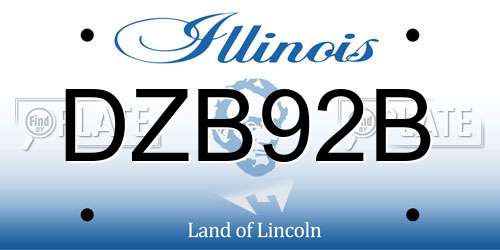 DZB92B Illinois License Plate
