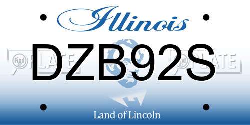 DZB92S Illinois License Plate