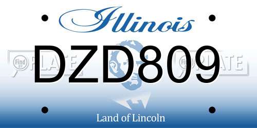 DZD809 Illinois License Plate