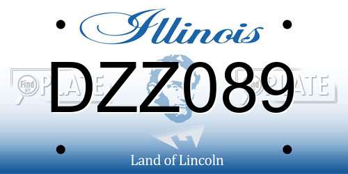 DZZ089 Illinois License Plate