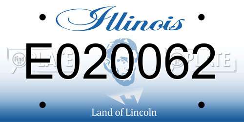 E020062 Illinois License Plate