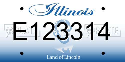 E123314 Illinois License Plate