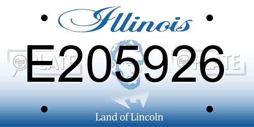 E205926 Illinois License Plate