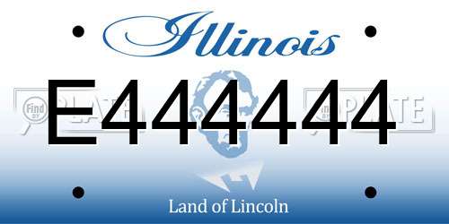 E444444 Illinois License Plate
