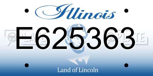 E625363 Illinois License Plate