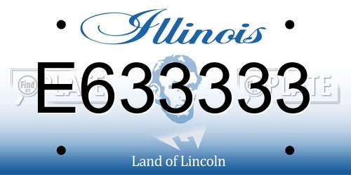 E633333 Illinois License Plate