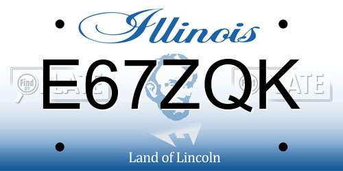 E67ZQK Illinois License Plate