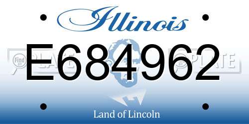 E684962 Illinois License Plate