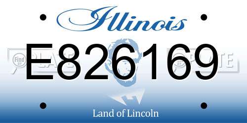 E826169 Illinois License Plate