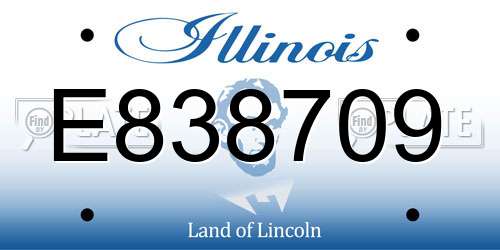 E838709 Illinois License Plate
