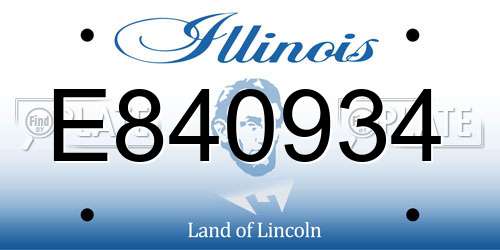 E840934 Illinois License Plate