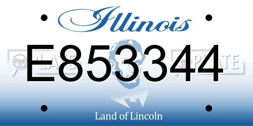 E853344 Illinois License Plate