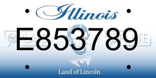E853789 Illinois License Plate