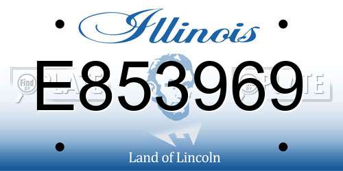 E853969 Illinois License Plate