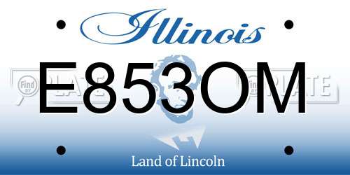 E853OM Illinois License Plate