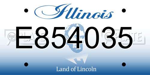 E854035 Illinois License Plate